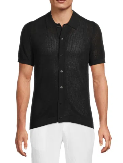 Onia Men's Crochet Cotton Shirt In Black