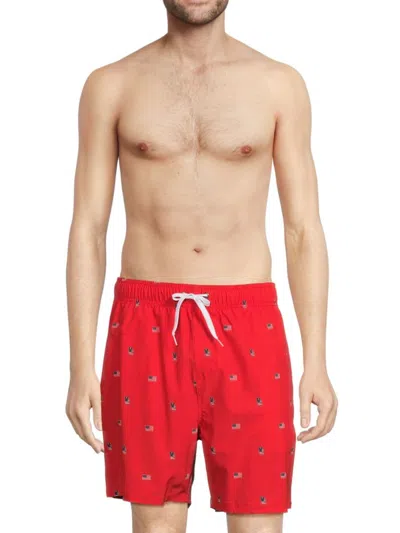 Onia Men's Flag Print Swim Shorts In Red