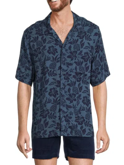 Onia Men's Floral Shirt In Blue