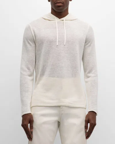 Onia Frank Logo-appliquéd Linen Hoodie In White