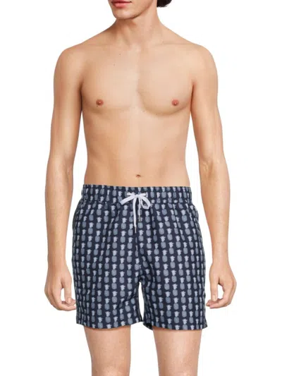 Onia Men's Geo Pineapple Print Swim Shorts In Deep Navy