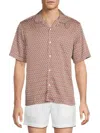Onia Men's Geo-print Tencel Vacation Shirt In Brown