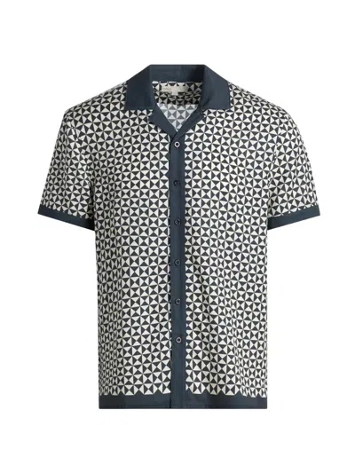 Onia Tencel Vacation Short Sleeve Shirt In Blue