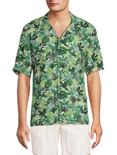 Onia Men's Leaf Print Camp Shirt In Green