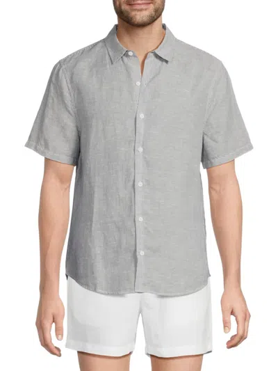 Onia Men's Linen-blend Button-front Shirt In Gray