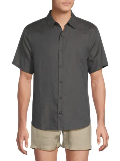 Onia Men's Linen Blend Shirt In Gunmetal