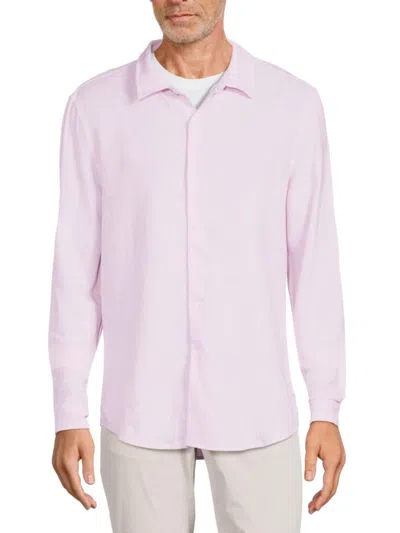 Onia Men's Linen Blend Shirt In Pale Lilac