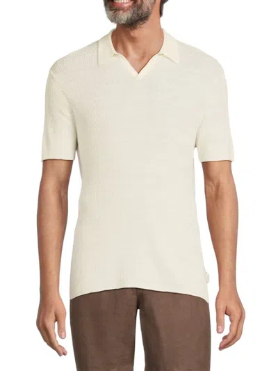 Onia Men's Linen Blend Sweater Polo In White