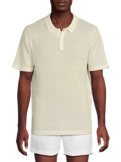 Onia Men's Linen Polo Shirt In White