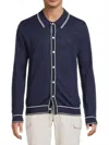 Onia Linen Polo Sweater In Deep Navy White