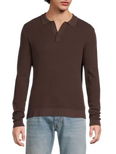 Onia Men's Long-sleeve Cotton Polo Shirt In Brown