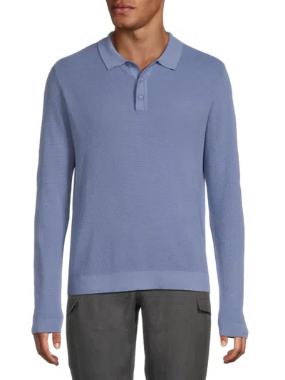 Onia Men's Long-sleeve Cotton Polo Shirt In Blue