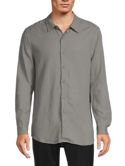 Onia Men's Long Sleeve Linen Blend Shirt In Charcoal Grey