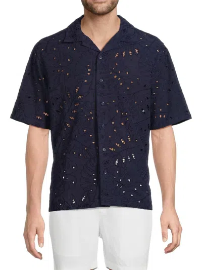 Onia Men's Oversized Vacation Shirt In Blue