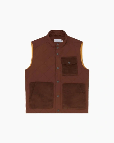 Onia Men's Quilted Twill Vest In Bison In Brown