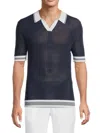 Onia Mesh Knit Polo In Blue