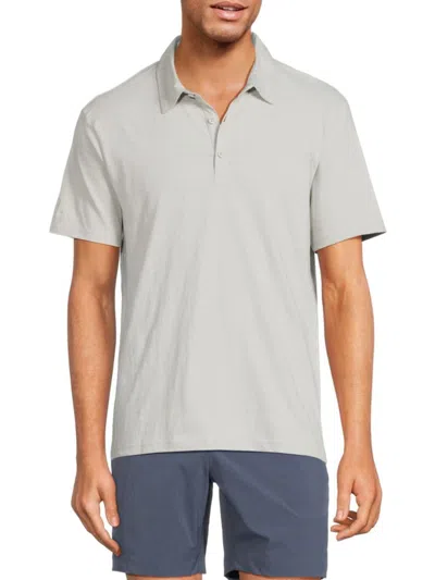 Onia Men's Slub Solid Short Sleeve Polo In Light Grey