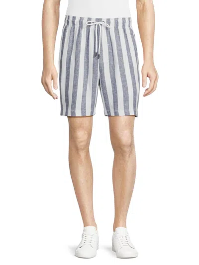 Onia Men's Striped Drawstring Linen Blend Shorts In Blue