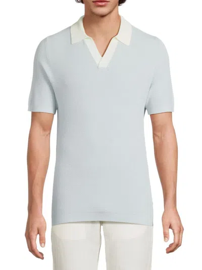 Onia Men's Textured Cotton Johnny Collar Polo Shirt In Blue