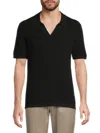 Onia Men's Textured Cotton Johnny Collar Polo Shirt In Black