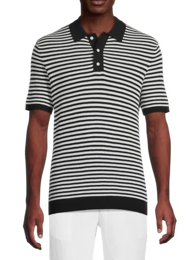 Onia Men's Textured Cotton Knit Polo Shirt In Black