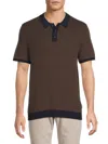 Onia Men's Textured Knit Cotton Polo Shirt In Brown