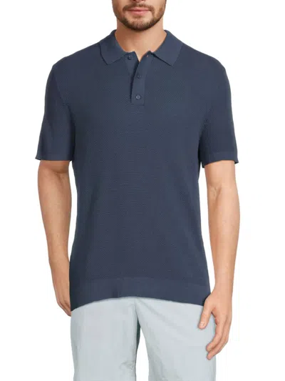 Onia Men's Textured Polo In Vintage Indigo