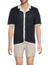 Onia Linen Knit Camp Shirt In Deep Navy