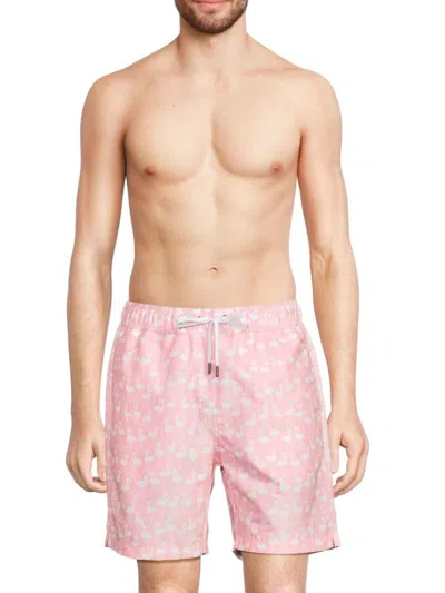 Onia Men's Tropical Print Swim Shorts In Pink