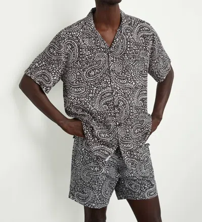 Onia Men Vacation Paisley Shirt In Black In Grey