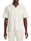 Onia Men's Cotton And Linen Vertical Stripe Camp Shirt In Blue