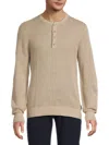 Onia Linen Henley Sweater In Tan