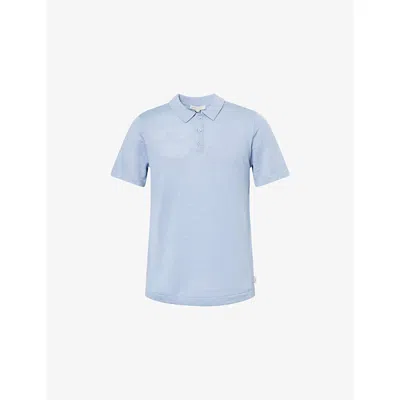 Onia Mens Baby Blue Short-sleeve Linen Polo Shirt