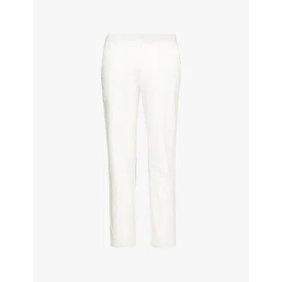 Onia Mens White Mid-rise Straight-leg Cotton And Linen-blend Trousers