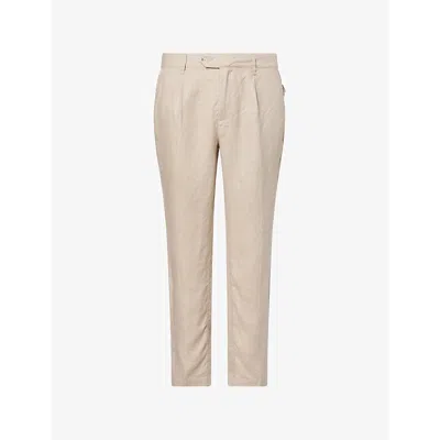 Onia Mens Tan Relaxed-fit Pleated Line Trousers In Brown