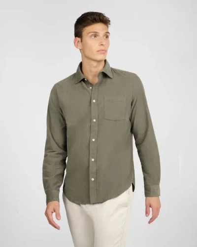 Onia Micro Cord Long Sleeve Button Down In Green