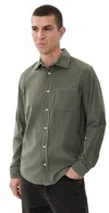 Onia Micro Corduroy Long Sleeve Button Down Dark Sage In Green