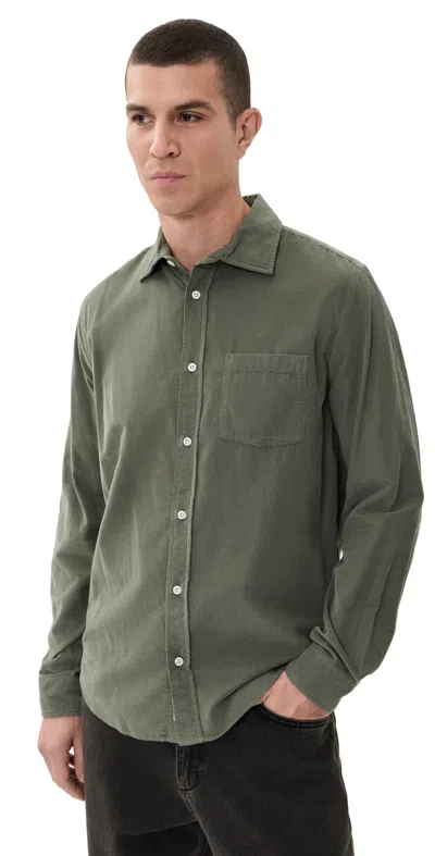 Onia Micro Corduroy Long Sleeve Button Down Dark Sage In Green