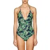 Onia Nina Plunging V-neck One-piece Swimsuit In Palm Forest Navy In Multi