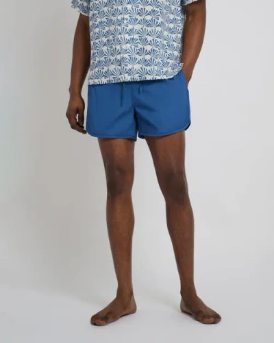 Onia Nylon Crinkle 4" Scallop Swim Trunk In Pool Blue