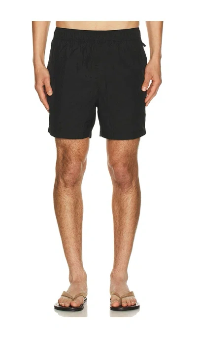Onia Nylon Crinkle 5 Swim Trunk In Black