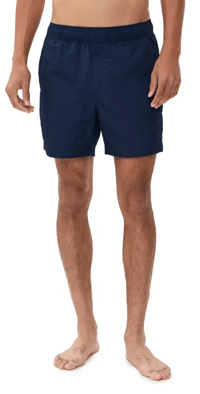 Onia Nylon Crinkle Swim Trunks 5 Deep Navy In Blue