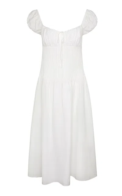 Onia Off-the-shoulder Linen-blend Midi Dress In White