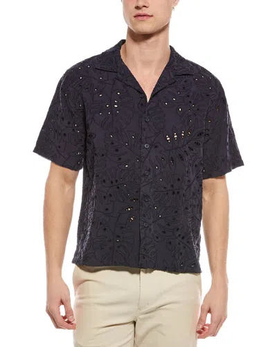 Onia Oversized Linen-blend Vacation Shirt In Blue