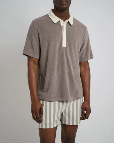 Onia Oversized Towel Terry Polo In Cinder/egret