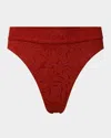 Onia Palm Jacquard Poppy Ivy Bikini Bottoms In Dark Red