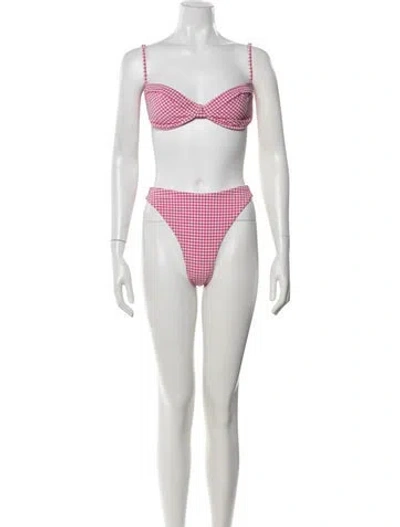 Pre-owned Onia Plaid Print Bikini W/ Tags In White