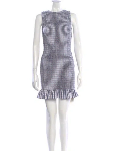 Pre-owned Onia Plaid Print Mini Dress In Blue