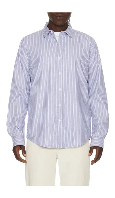 Onia Poplin Long Sleeve Button Down Shirt In Blue