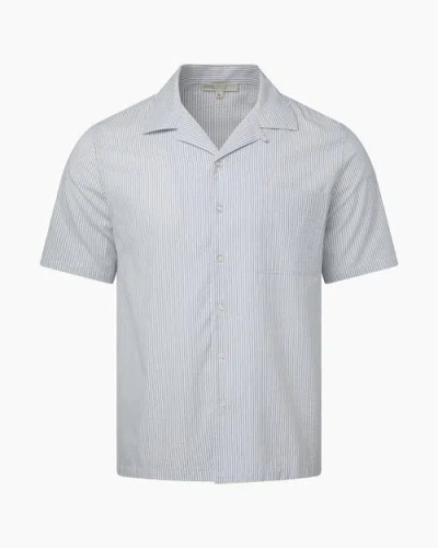 Onia Poplin Seersucker Convertible Vacation Shirt In Deep Navy/white